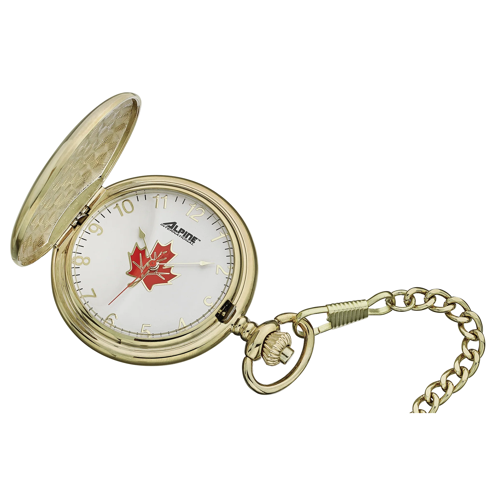 Alpine Quartz Pocket Watch - Gold Tone with Maple Leaf