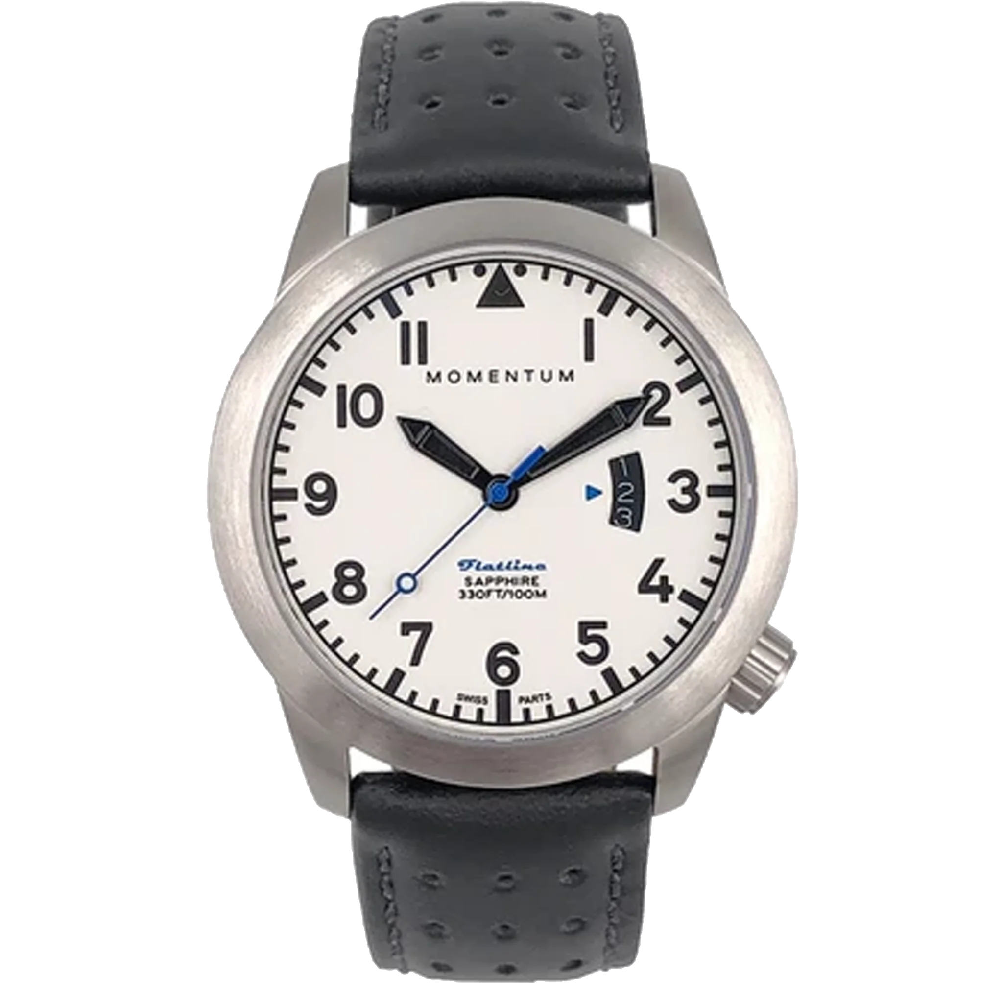 Momentum Flatline 42MM - Lum Dial with Black Perforated Leather