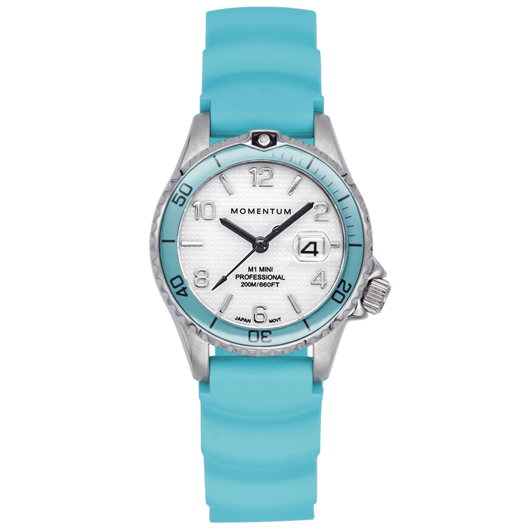 Momentum Mini II - White Dial, Aqua Bezel - Image 3