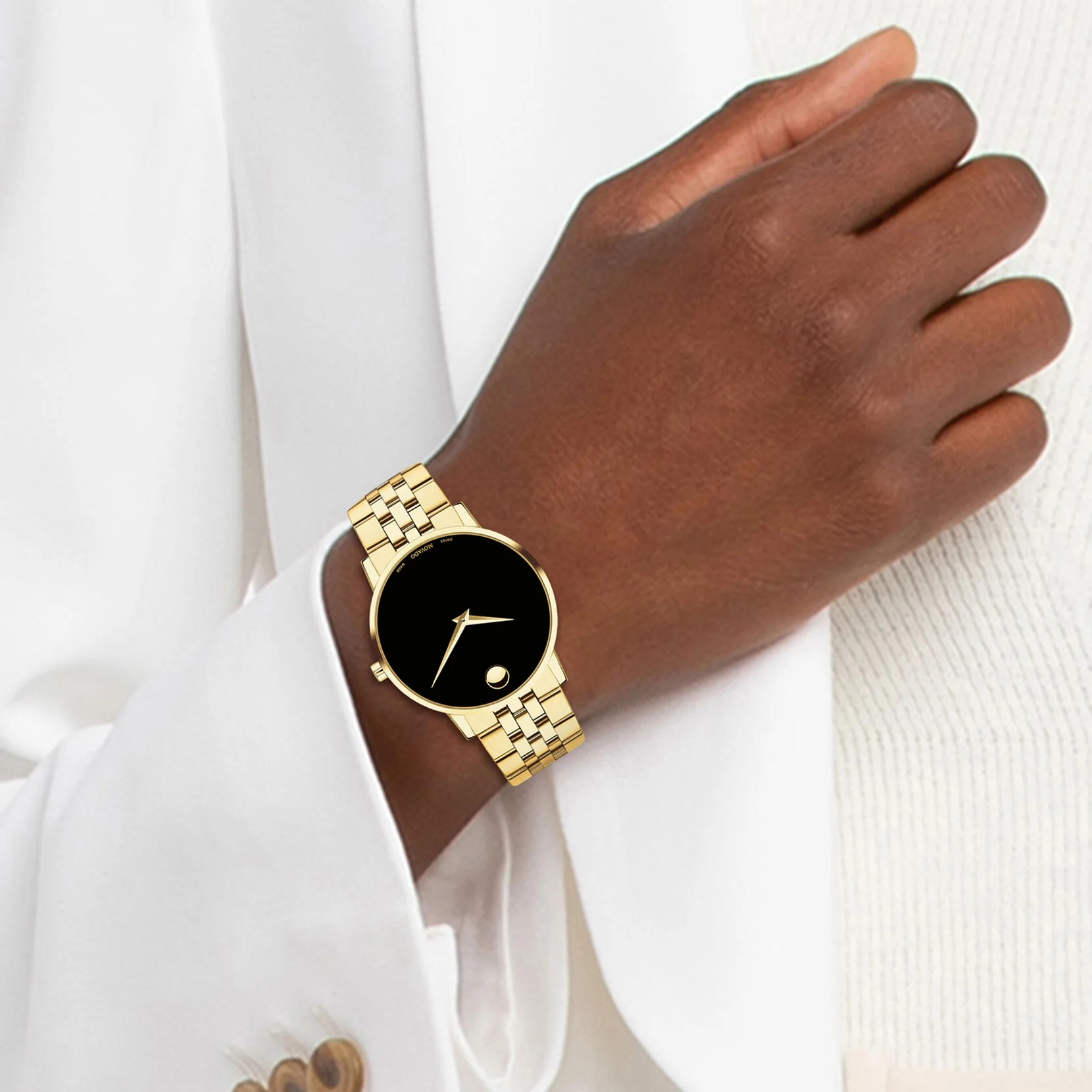 Movado Watch - Classic 40mm Museum Gold Tone PVD - Image 4