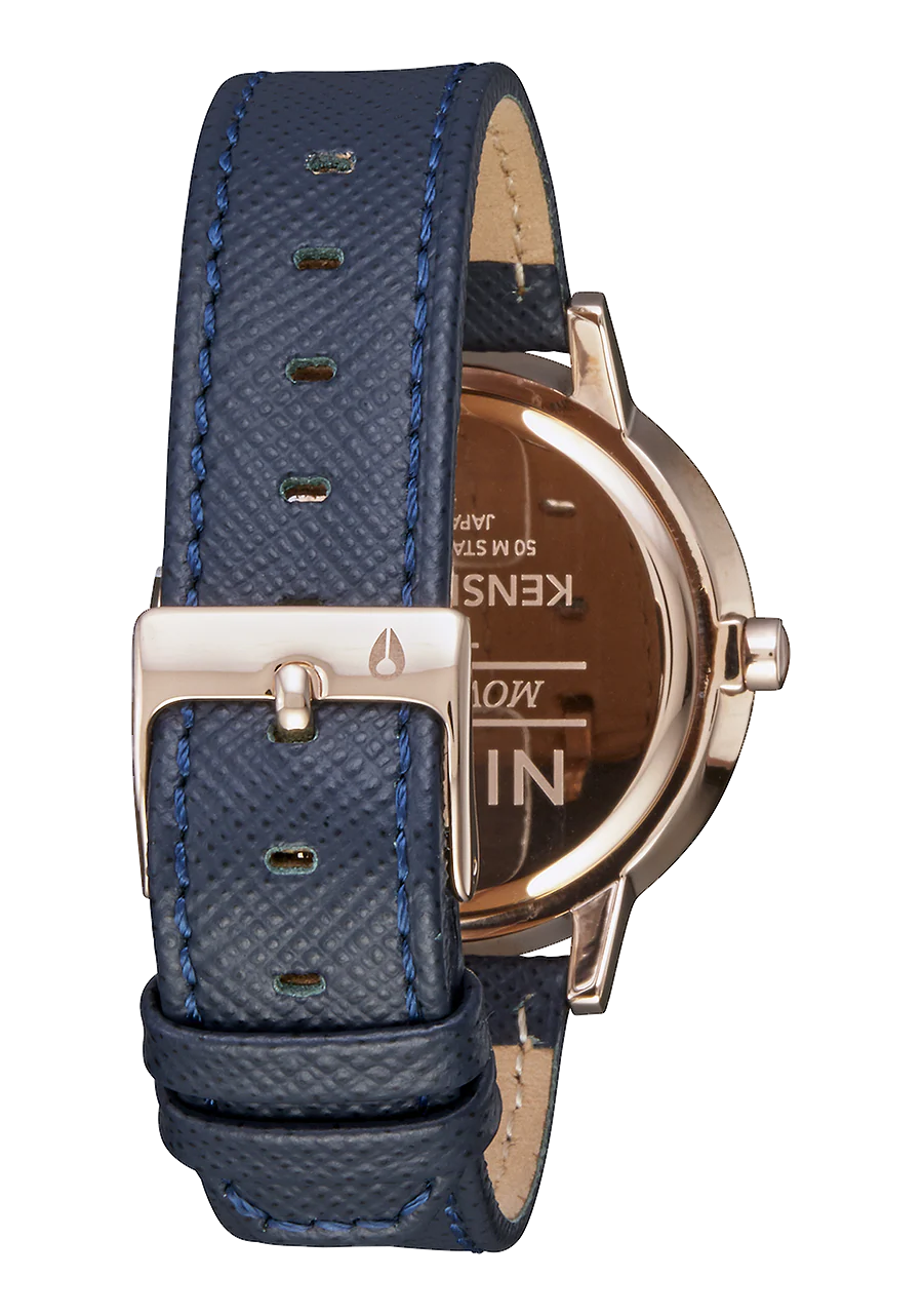 Nixon Watch Kensington Leather - Navy/Rose Gold - Image 3