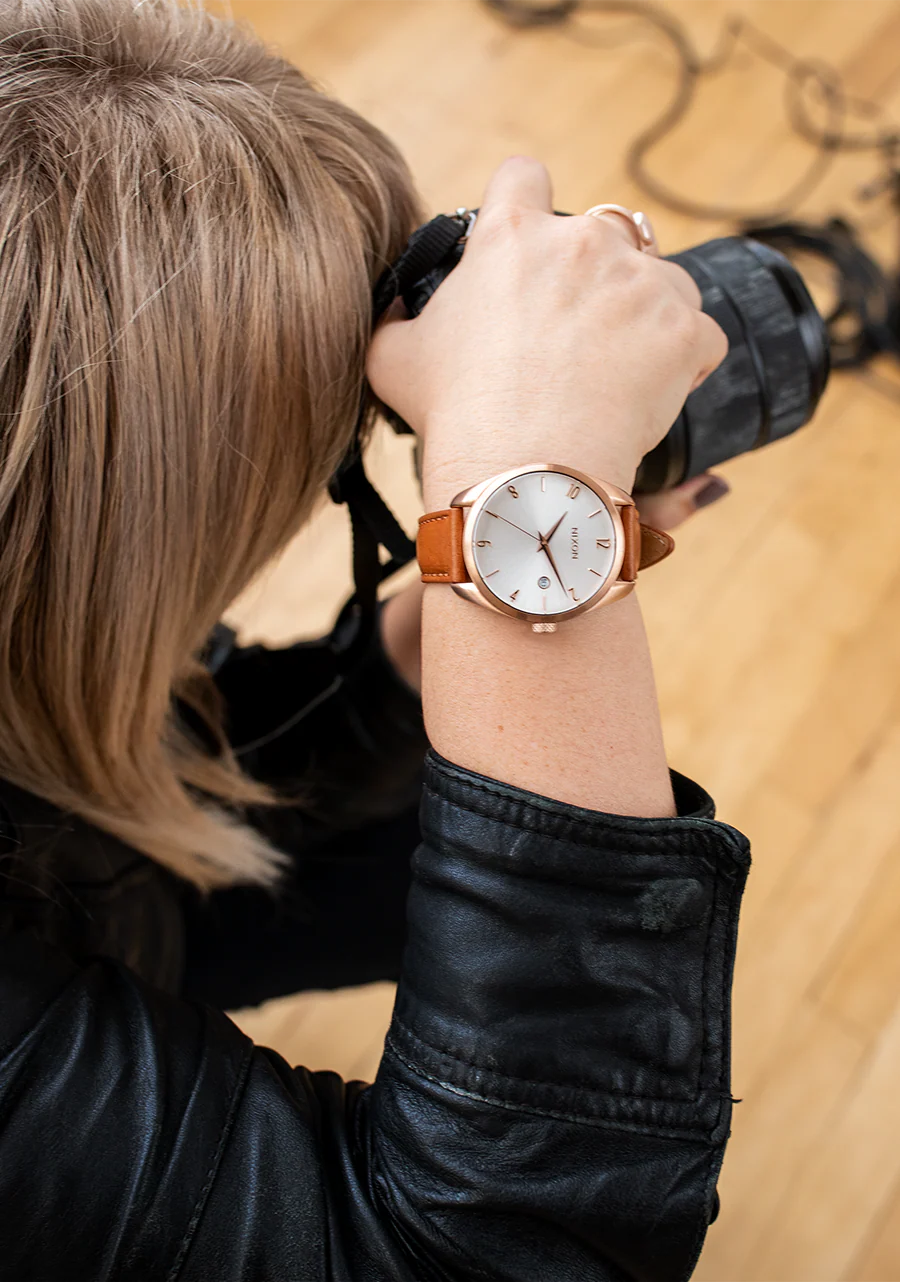 Nixon Thalia 38mm Leather - Rose Gold/White - Image 5